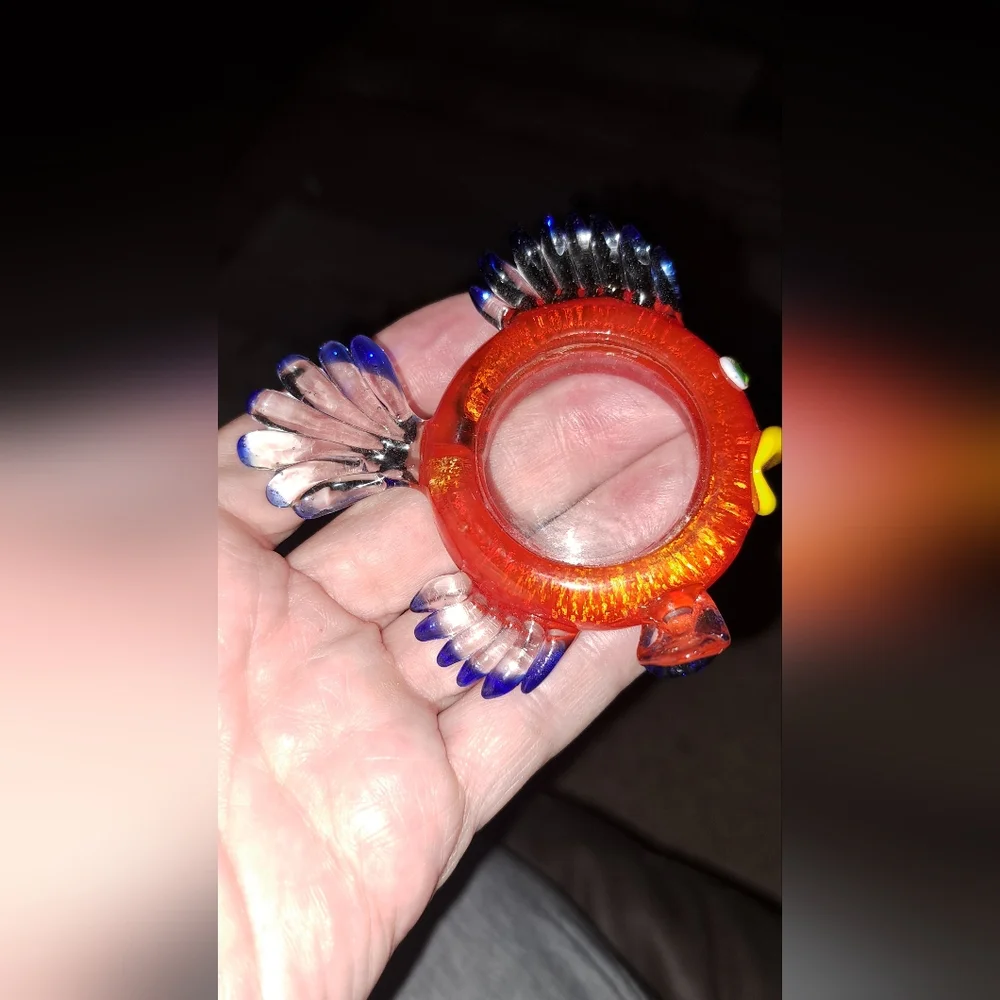 Glass Pier 1 Imports GILLY Fish Magnifier Loupe Magifying Blown Glass